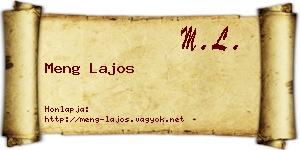 Meng Lajos névjegykártya